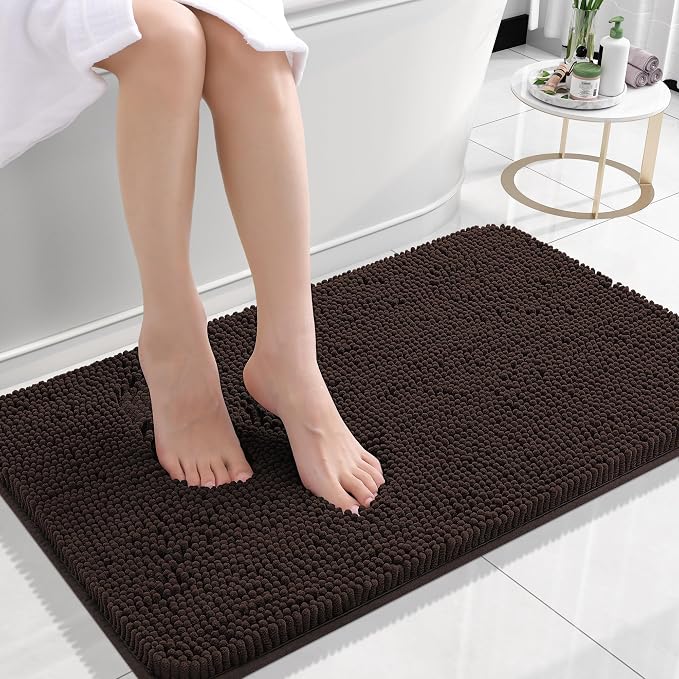 OLANLY Small Bathroom Rugs 24x16, Extra Soft Absorbent Chenille Bath Rugs by OLANLY