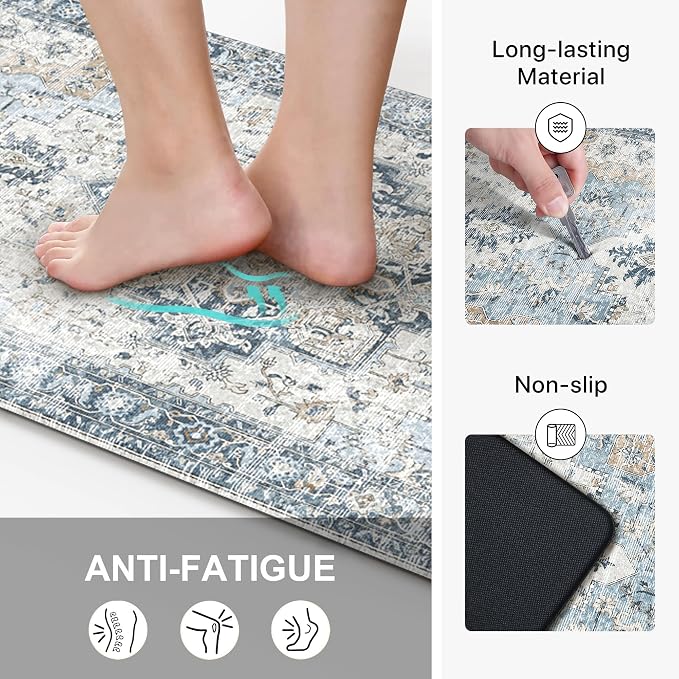 GENIMO Kitchen Mats for Floor 2PCs, Washable Anti Fatigue Mat for Cushioned - Image 3
