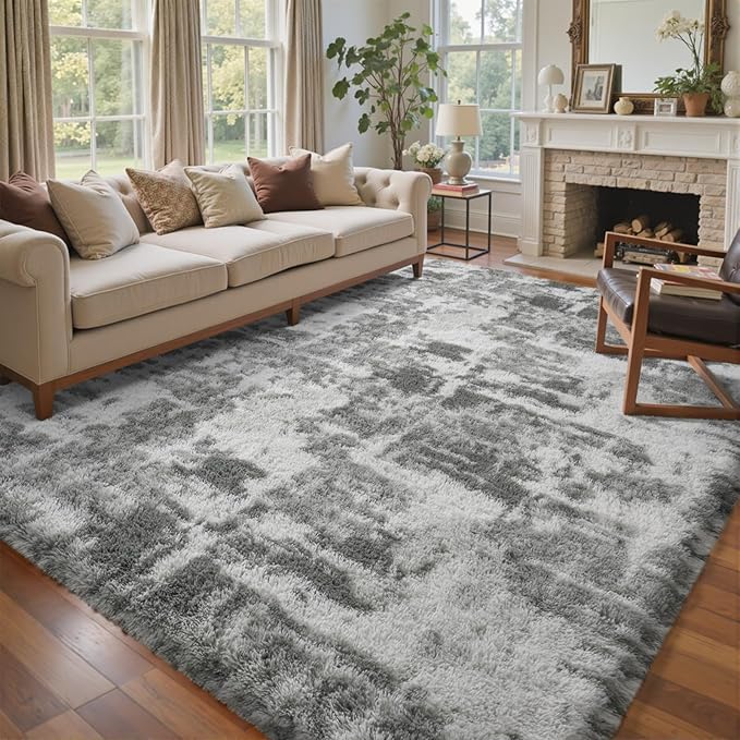 5x7 Ft Large Shag Rugs for Bedroom Living Room, Tie Dyed Ultra Soft Fluffy - Image 2