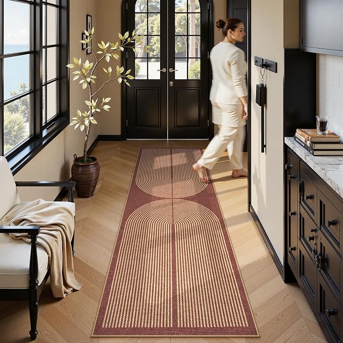Lahome Enfys Modern Rainbow Easy Jute Entryway Runner Rug, Washable Indoor - Image 6