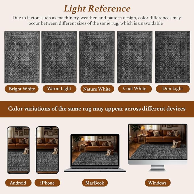 LIANLAM 2x3 Washable Area Rug, Vintage Boho Traditional Pattern, Non-Slip Stain - Image 8