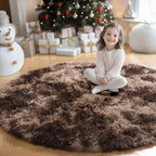 Amdrebio Tie-Dyed Brown Round Circle Rugs 5Ft - Image 4
