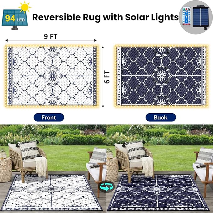 6x9Ft Outdoor Rug, Solar Powered Outdoor Rug - Image 2