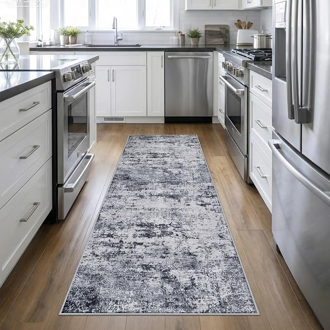 Washable Area Rug 3x10 Entryway Rug: Washable Modern Abstract Soft Thin Rug by FXRHLP