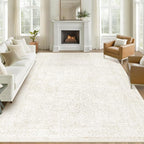 9x12 Area Rugs for Living Room: Washable Large Vintage Floral Rug Low Pile by LOSBULAKE