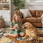 DCX Washable 9x12 Tiger Area Rug, Soft Low Pile Carpet, Kid & Pet Friendly - Image 2