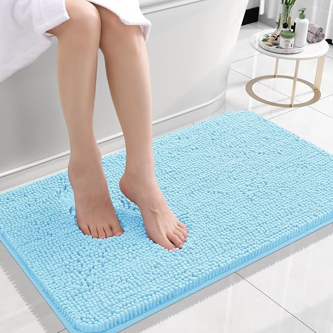 OLANLY Small Bathroom Rugs 24x16, Extra Soft Absorbent Chenille Bath Rugs by OLANLY