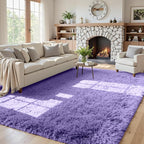 5x7 Area Rugs for Living Room Rug: Soft Fluffy Shag Purple Rugs for Bedroom by CarpetAddColortoYourLife