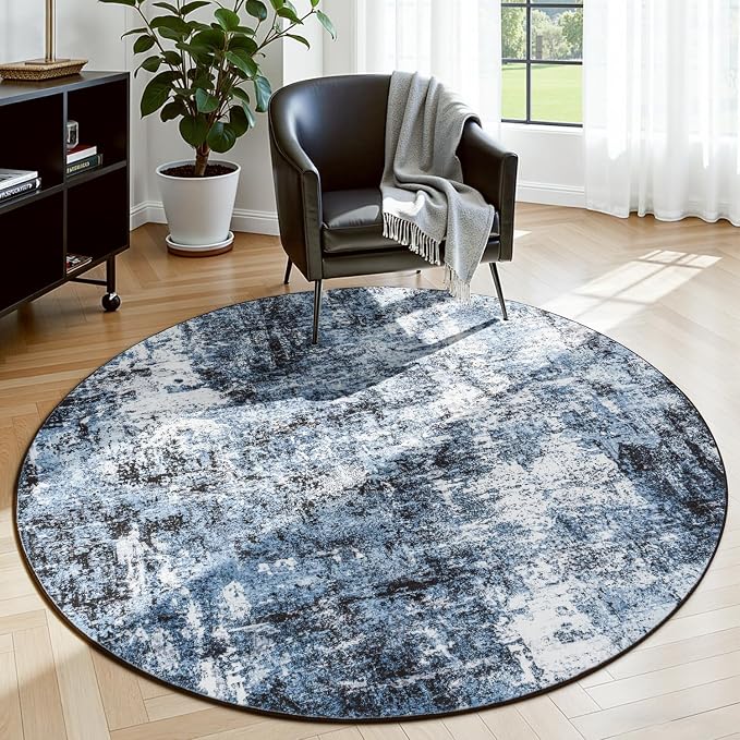 Rugflix Round Area Rugs 4Ft for Living Room, Washable Circle Rug by RugflixAreaRugs
