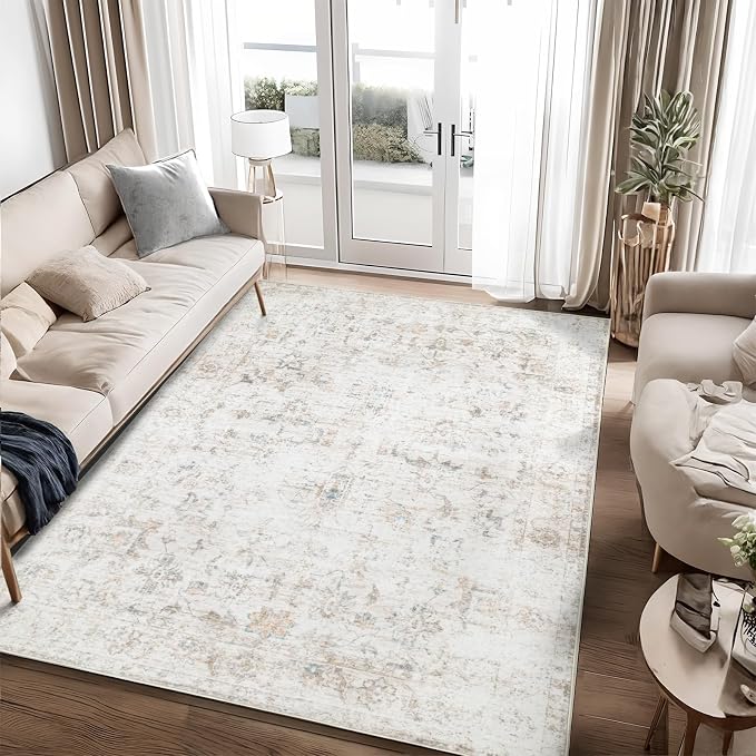 Washable 6×9 Area Rug for Living Room, Vintage Floral Rug Soft Non Slip Stain by Dotiiorug