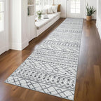 KUTA Hallway Runner Rug 2.6x12 Non-Slip Washable, Moroccan Vintage Beige Boho by KUTA