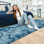 2x10 Feet Soft Fluffy Blue Runner Rug - Image 4