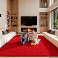 Area Rugs 9x12 Living Room, Large Fluffy Red Rugs by Unknown