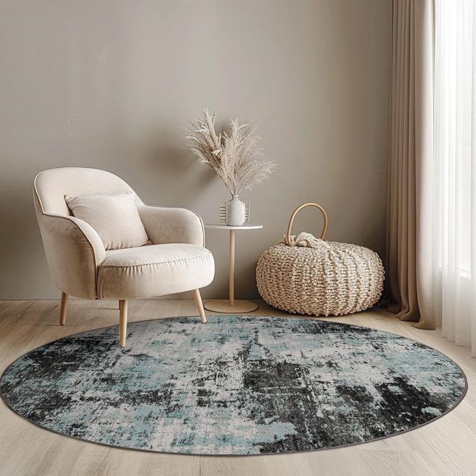 RELEANY Washable Area Rugs 4ft Non-Slip Modern Abstract Soft by RELEANY