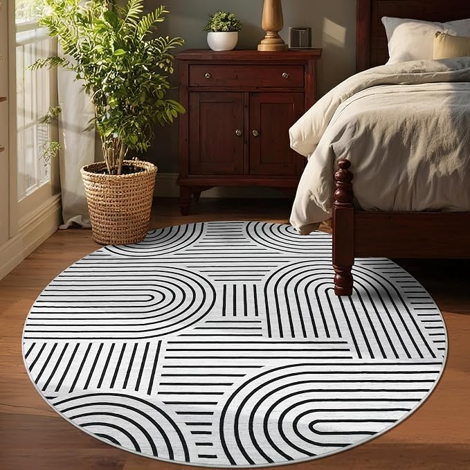 Washable Rug 4ft Area Rugs for Living Room, Abstract Rug for Bedroom, Soft - Image 3