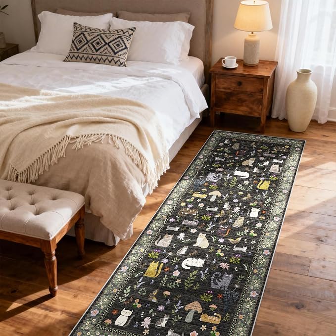2x8 Washable Rug Runner, Non Slip Low Pile Hallway Cat Runner Rug, Stain - Image 6