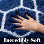 ONASAR 5x7 Area Rugs for Living Room Bedroom, Fluffy Navy Blue and White Throw - Image 2