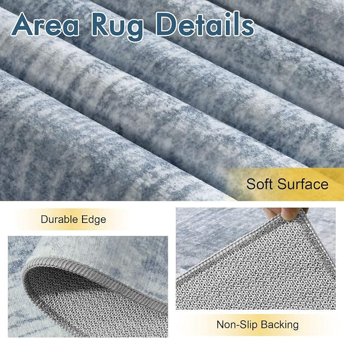 2x6 Ft Washable Runner Rug, Non-Slip Low Pile Hallway Kitchen Area Rug - Image 6