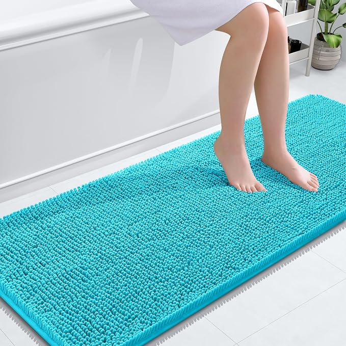 OLANLY Bathroom Runner Rugs 59x24, Soft Absorbent Chenille Bath Rugs, Rubber by OLANLY