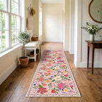 Latte&Fog Pink Washable Hallway Runner Rug 2x6, Non Slip Low Pile Vintage Rugs - Image 4