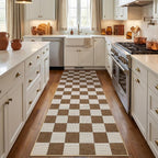 GarveeHome Checkered Terracotta Brown 3x5 Washable Rug Geometric Diamond Dot - Image 2