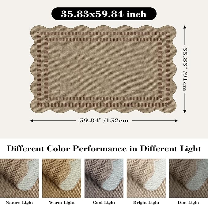 Modern Easy Jute Outdoor Patio Rug, 3x5 Washable Rugs - Image 2