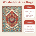 SERISSA Boho Area Rug 5x7 Orange, Washable Large Rugs - Image 6