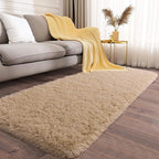 Soft Runner Rugs for Bedroom Hallways, 2 Packs 2x6 Beige Fluffy Shag Throw Area - Image 2