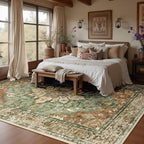 RELEANY Area Rugs 8'x10' Washable Non-Slip, Floral Vintage Distress Medallion - Image 3