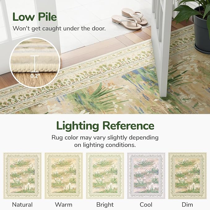 Lessymo Floral 8x10 Area Rugs for Living Room, Soft Non Slip Washable Rugs for - Image 7