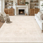 8x10 Area Rugs for Living Room: Vintage Boho Neutral Washable Rug Indoor Soft by Luxturiy