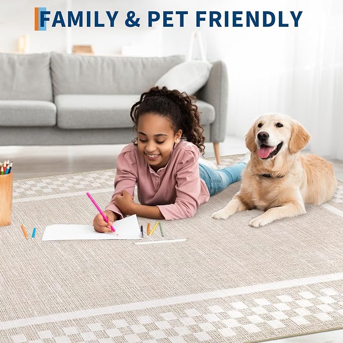 Washable Runner Rug 2x10 Modern Bordered Hallway Runner Rug Non Slip Kitchen - Image 3