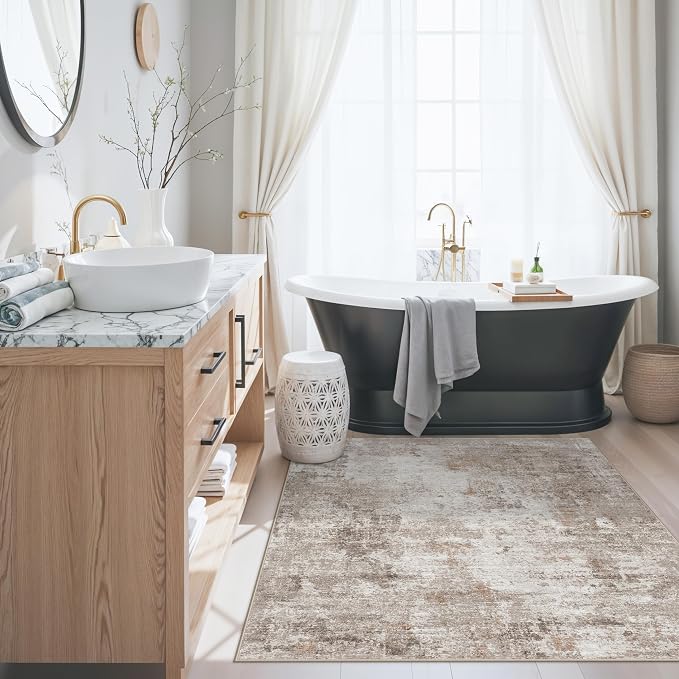4x4 Square Entryway Rug Washable – Non-Slip Small Area Rug - Image 4