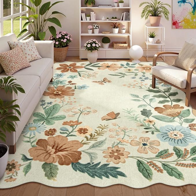 Lahome Floral Washable Rugs 8x10, Non-Slip Soft 8x10 Rugs by Lahome