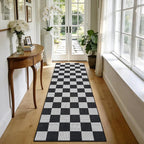 GarveeHome Checkered Dark 2x6 Washable Kitchen Runner Rug Geometric Diamond Dot - Image 2