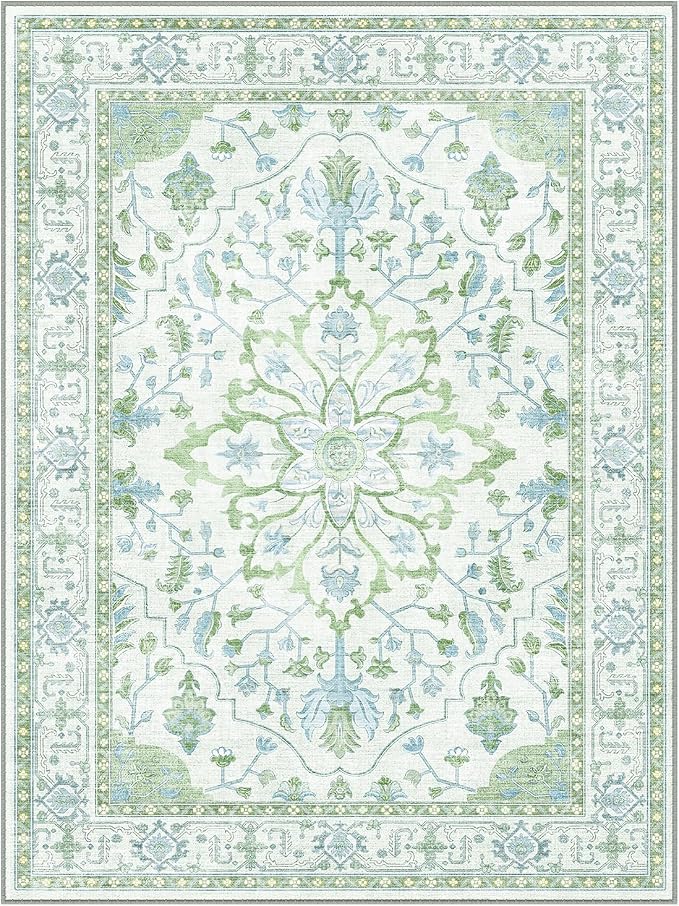 RELEANY Area Rugs 7'x9' Washable Non-Slip, Floral Vintage Distress Medallion - Image 9