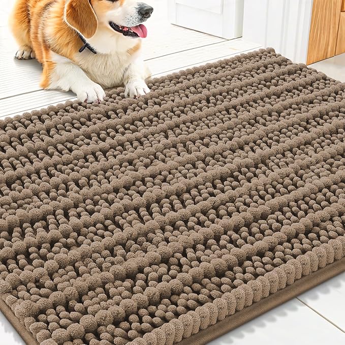 Smiry Dog Door Mat for Muddy Paws 30x20, Absorbent Dirt Trapper, Non-Slip by Smiry