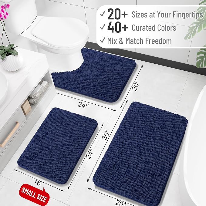 OLANLY Bathroom Rugs 35x24, Extra Soft Absorbent Chenille Bath Rugs, Rubber - Image 2