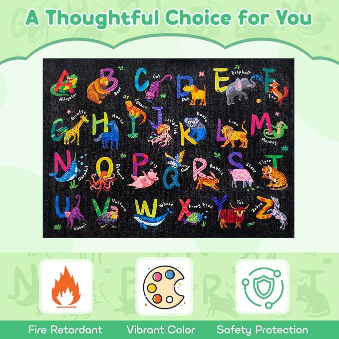 5x7 ABC Classroom Rug for Kids Playroom, Alphabet Rug - Image 5