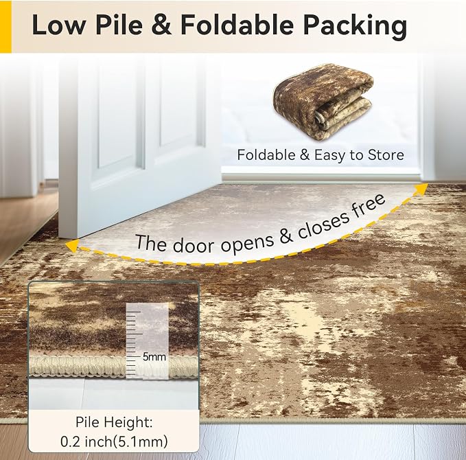 RELEANY Washable Area Rugs 2'x6' Non-Slip Modern Abstract Soft - Image 8