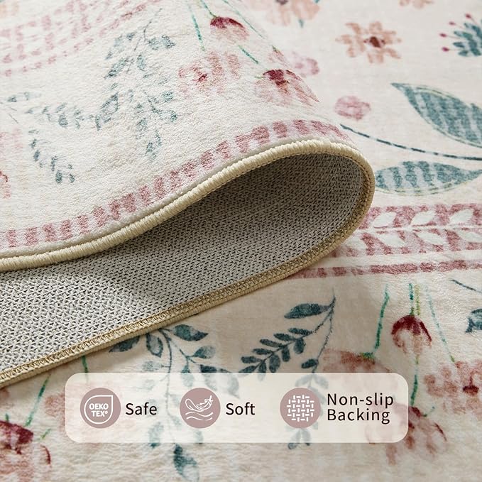 Rugxara 2x10 Floral Runner Rug, Washable Runners - Image 4