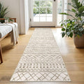 KUTA Boho Hallway Runner Rug 2x5 ft Moroccan Washable Non-Slip Vintage Beige by KUTA