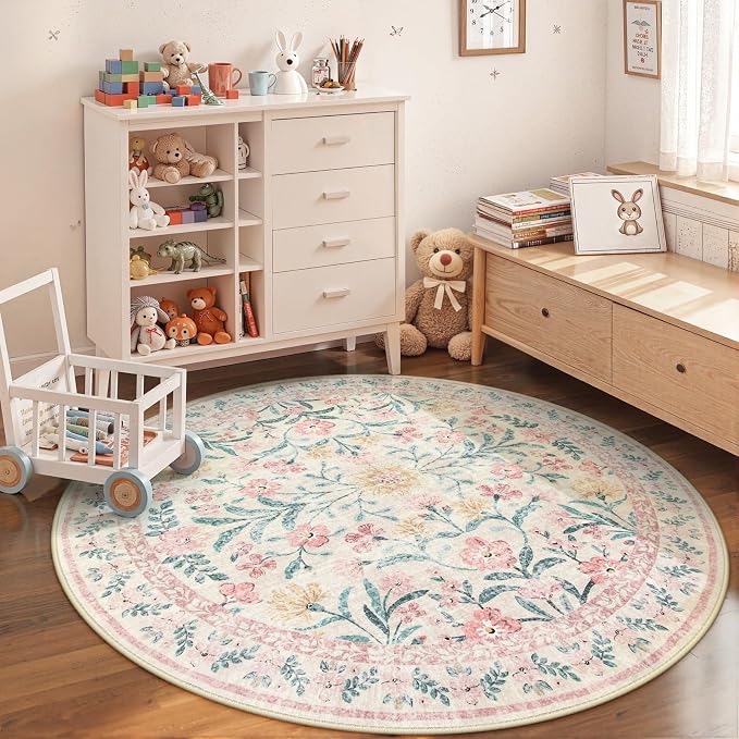 Wonnitar Washable Round Rugs 6ft, Boho Soft Ultra-Thin Circular Carpets - Image 3
