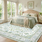 RELEANY Area Rugs 7'x9' Washable Non-Slip, Floral Vintage Distress Medallion - Image 2