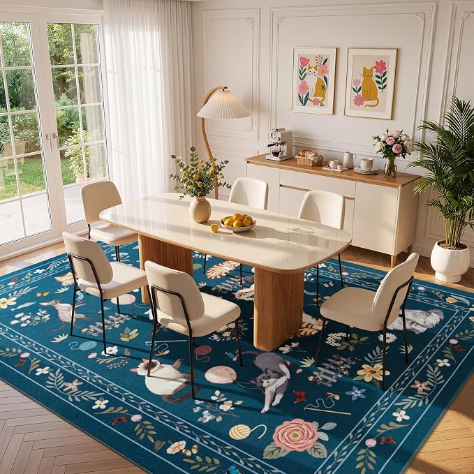 Unirea 5x7 Dark Blue Cat Area Rug - Image 7