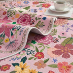 Latte&Fog Pink Floral Circle Area Rug, 4ft Round Cute Area Rug, Low Pile Non - Image 7