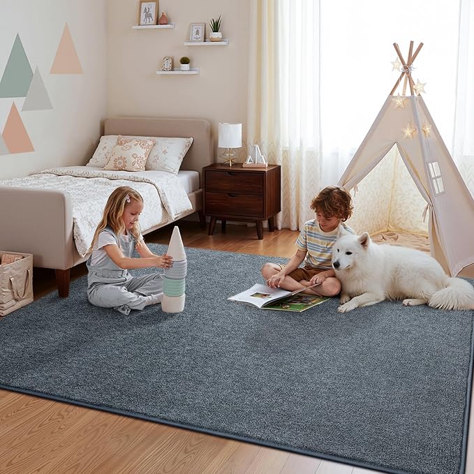 Pettop 4x6 Blue Grey Area Rugs for Living Room Bedroom, Thickened Memory-Foam - Image 6