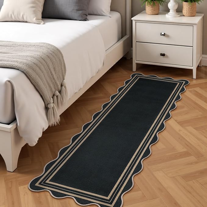 Scalloped 2x6 Kitchen Runner Rug, Washable Rugs - Image 8