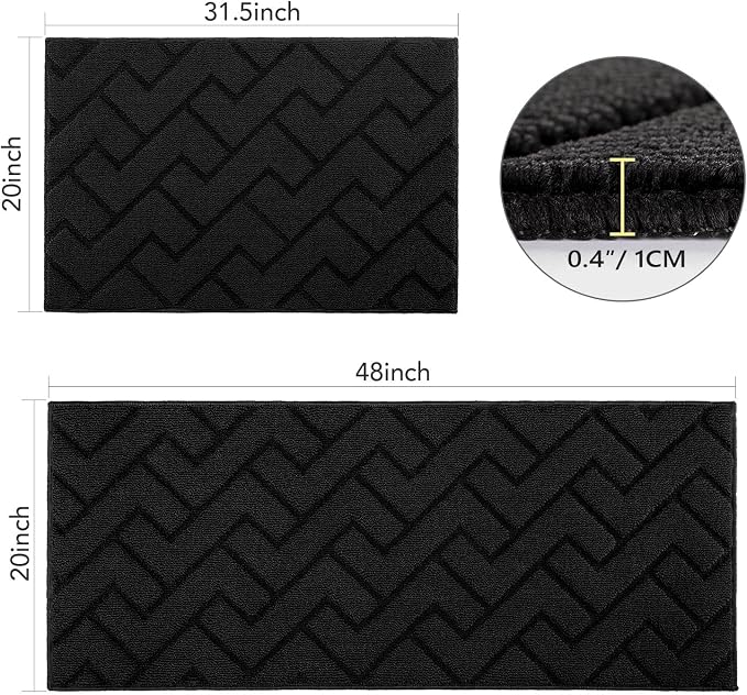hicorfe Kitchen Runner Rugs and Mats Sets, 2 Pieces Absorbent Non-Slip Kitchen - Image 2
