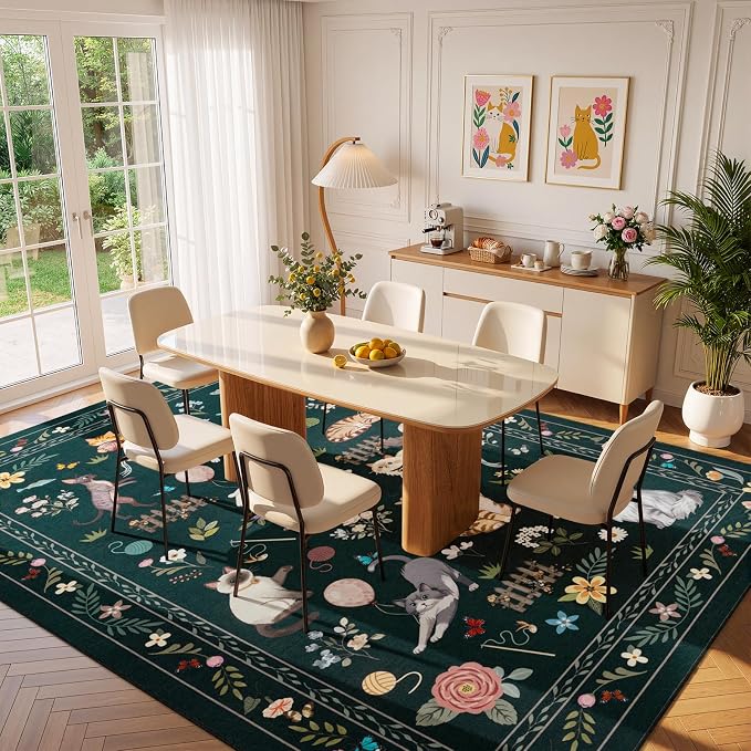 Unirea 6x9 Black Cat Area Rug for Living Room, Large Soft Washable Kids Rug - Image 7